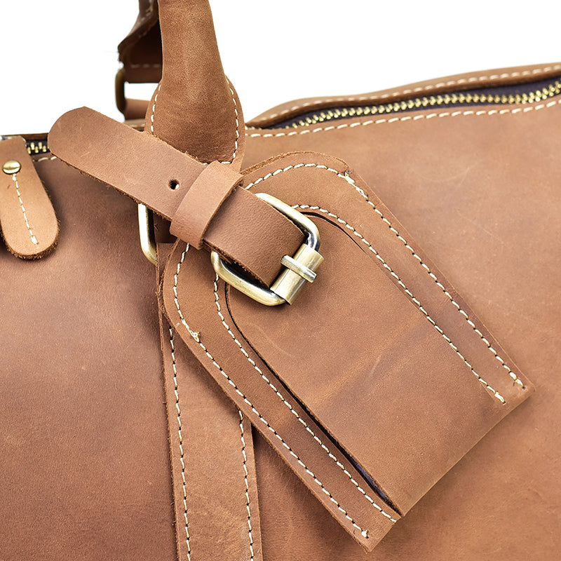 Men's Retro Crazy Horse Leather Travel Satchel