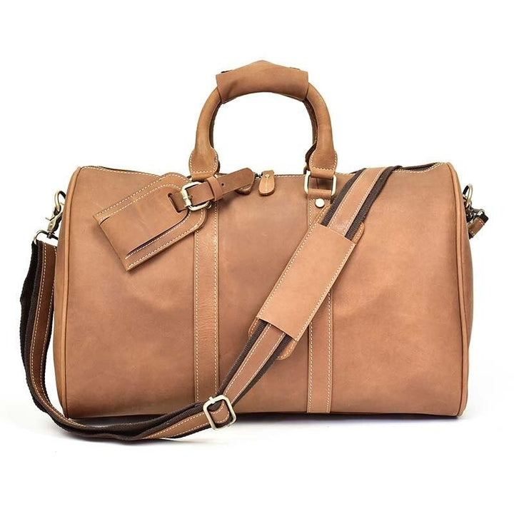 Men's Retro Crazy Horse Leather Travel Satchel