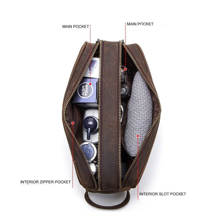 Premium Crazy Horse Leather Dopp Kit