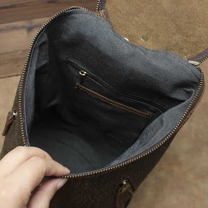 Retro Leather College Backpack