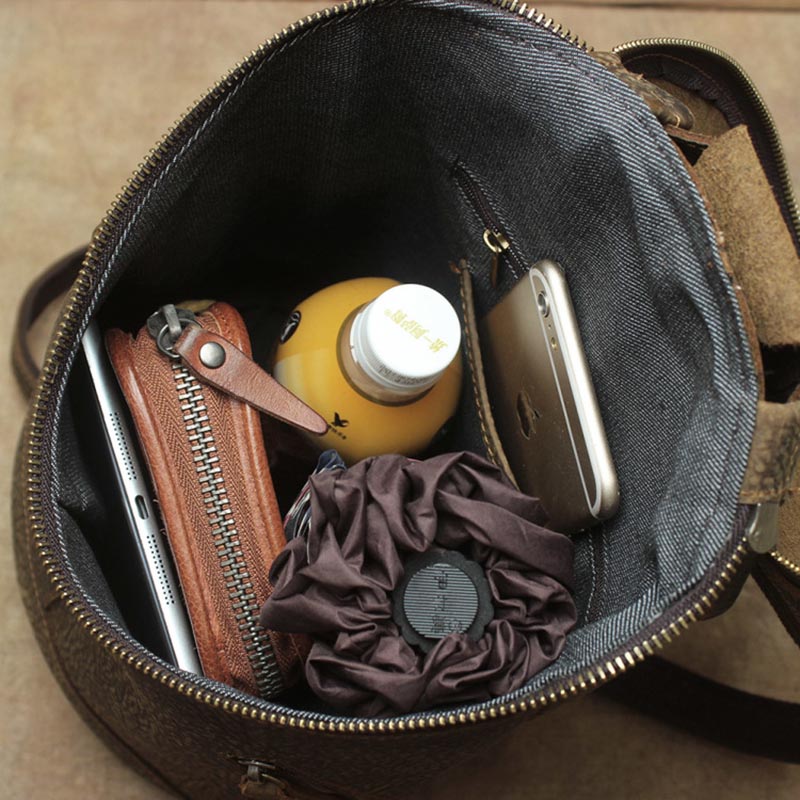 Retro Leather College Backpack