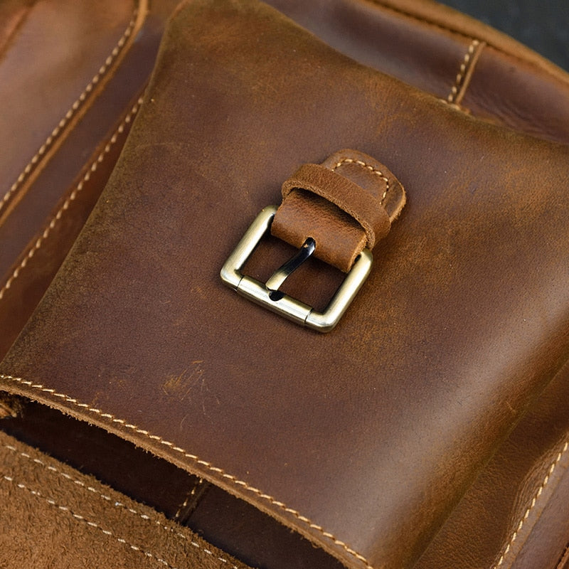 Unisex Distressed Leather Backpack