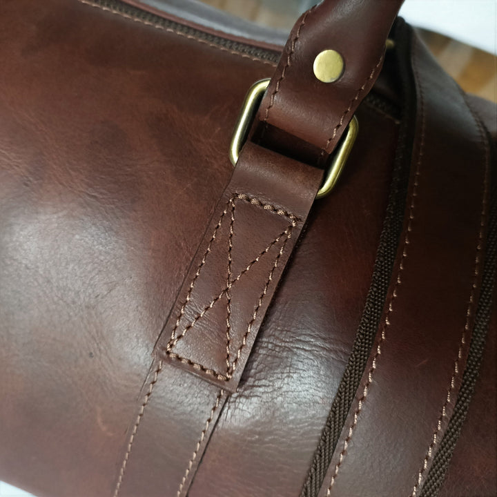 Chocolate Brown Leather Weekend Bag