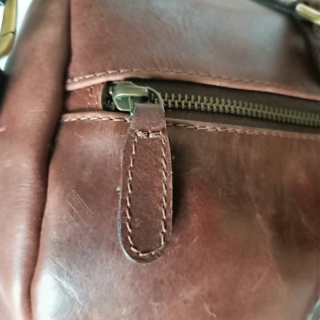 Chocolate Brown Leather Weekend Bag