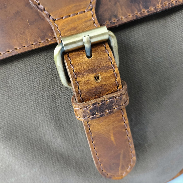 Brown Leather Canvas Hunter Laptop Bag