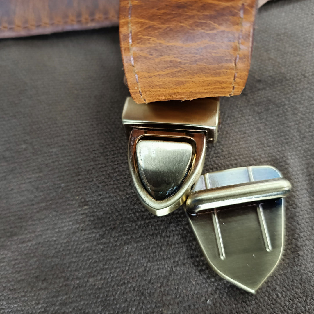 Brown Leather Canvas Hunter Laptop Bag