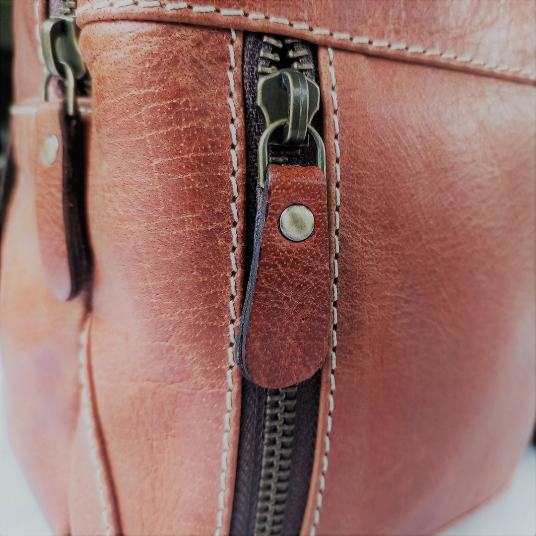 Compact Leather Travel Backpack
