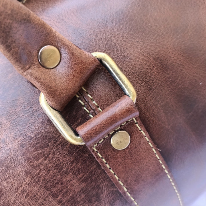 Stylish Mini Duffel Bag in Crazy Horse Leather