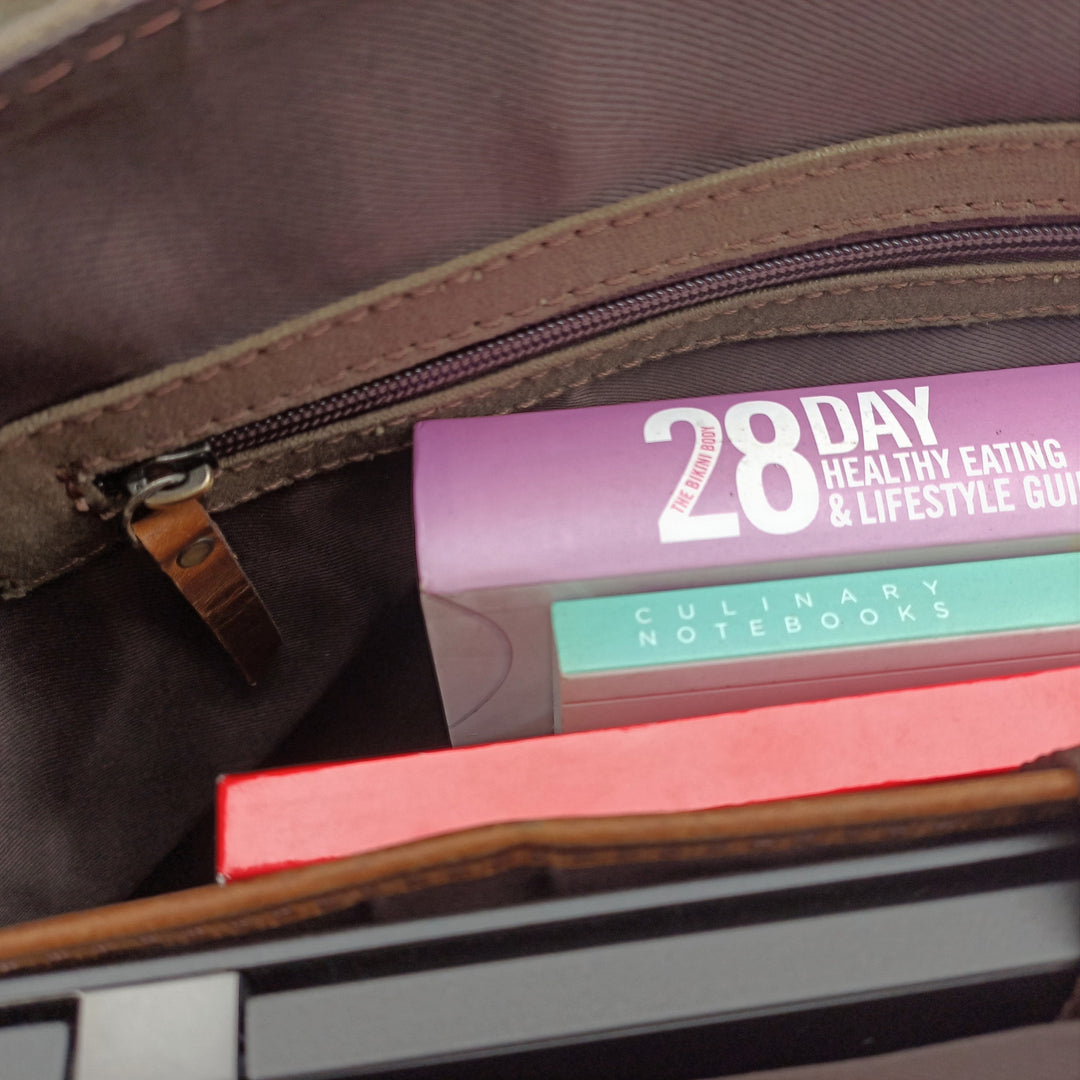 Brown Leather Canvas Hunter Laptop Bag