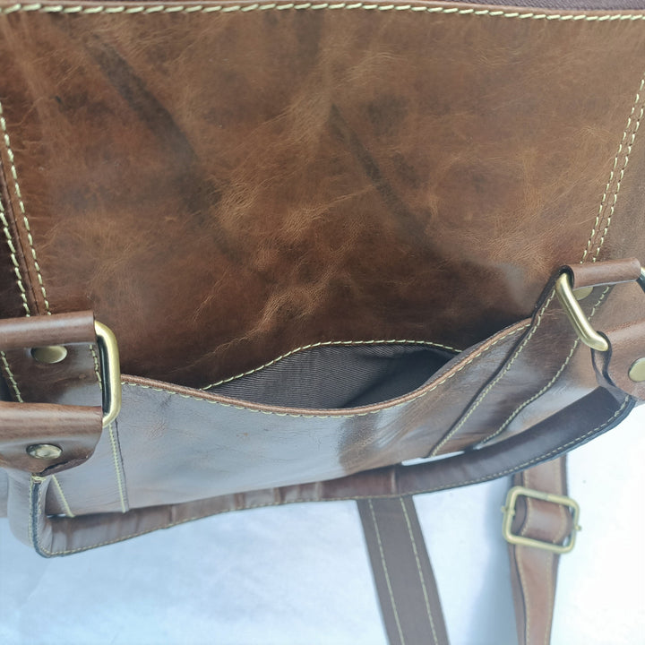 Stylish Mini Duffel Bag in Crazy Horse Leather