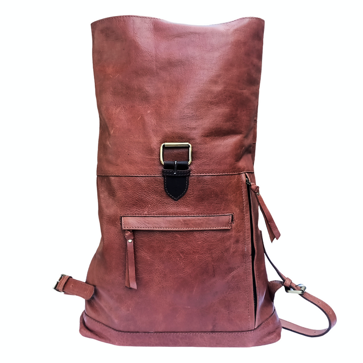 Deep Brown Leather Backpack