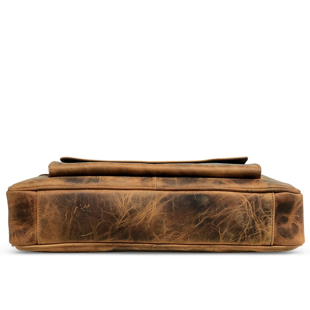 Brown Leather Laptop Bag by Hunter