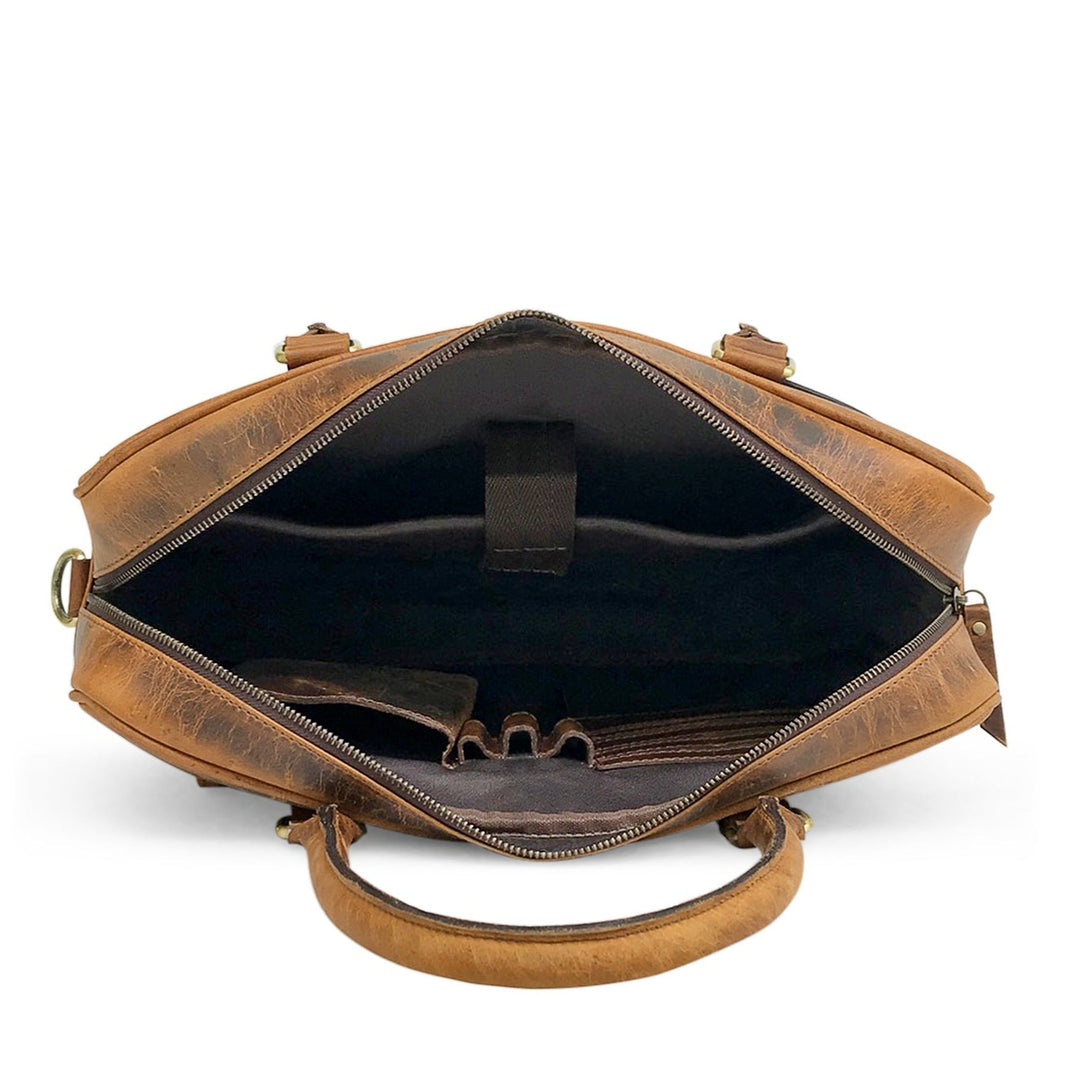 Brown Leather Laptop Bag by Hunter