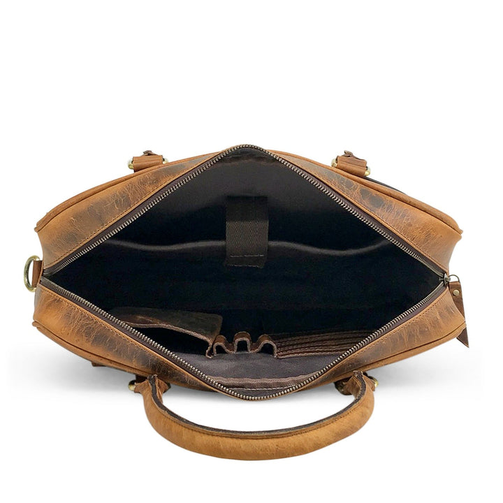 Brown Leather Laptop Bag by Hunter