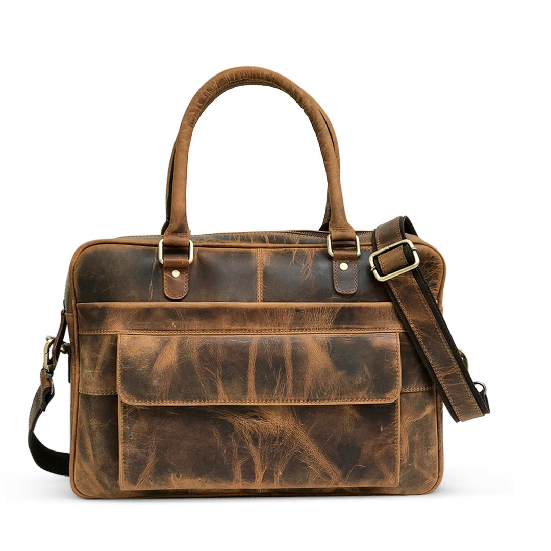Brown Leather Laptop Bag by Hunter