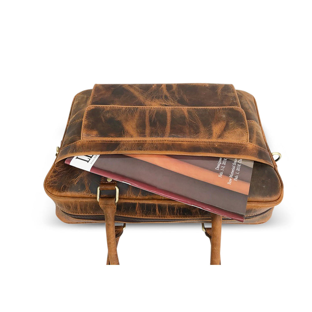 Brown Leather Laptop Bag by Hunter