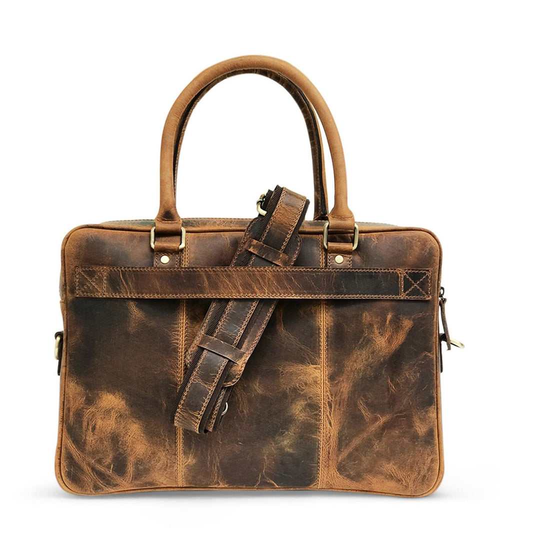 Brown Leather Laptop Bag by Hunter
