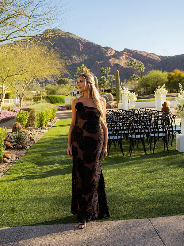 Cassiane | Elegant Sheer Floral Dress