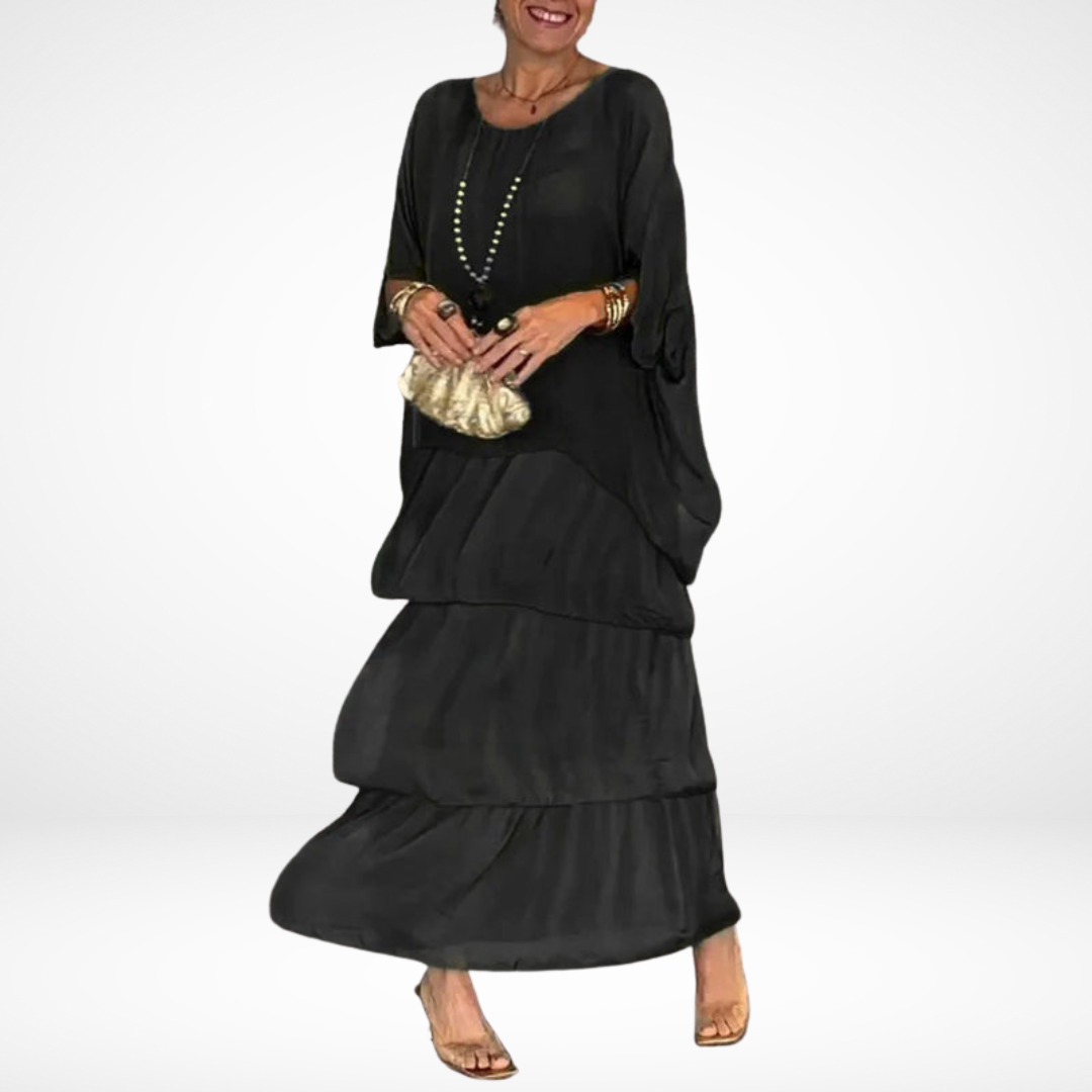 Anne - Flowing Maxi Dress with Artistic Design