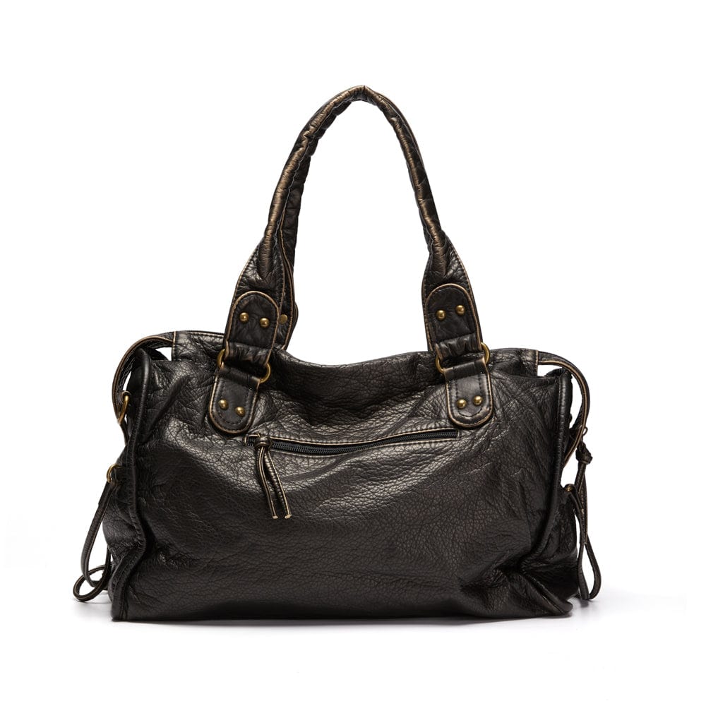 Chic Retro Black Leather Handbag