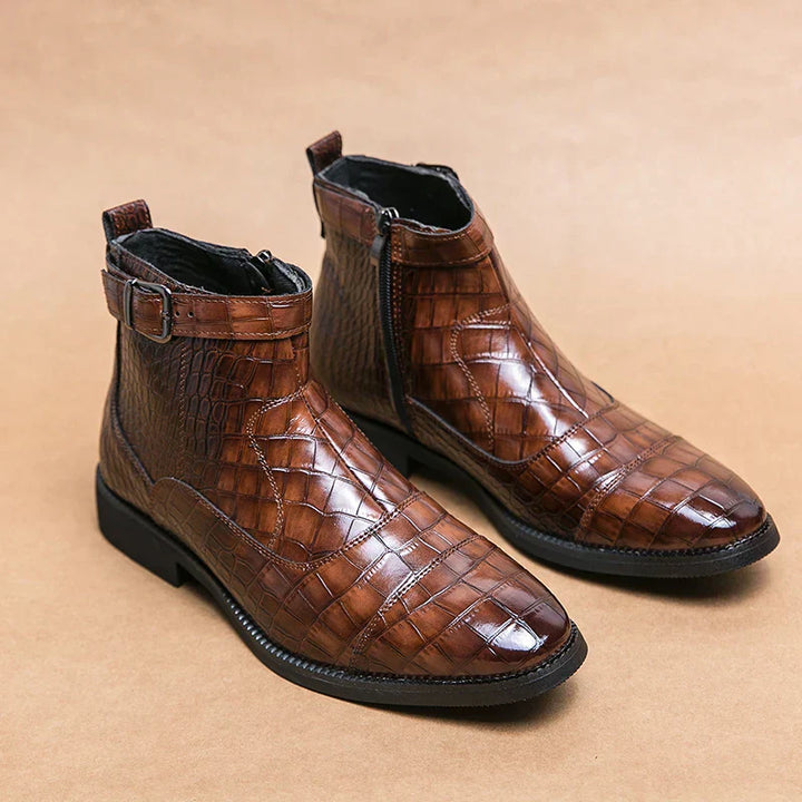 Dylan | Faux Leather Ankle Boots with Buckle Detail