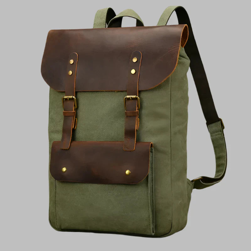 Authentic Leather and Canvas Vintage College Laptop Backpack