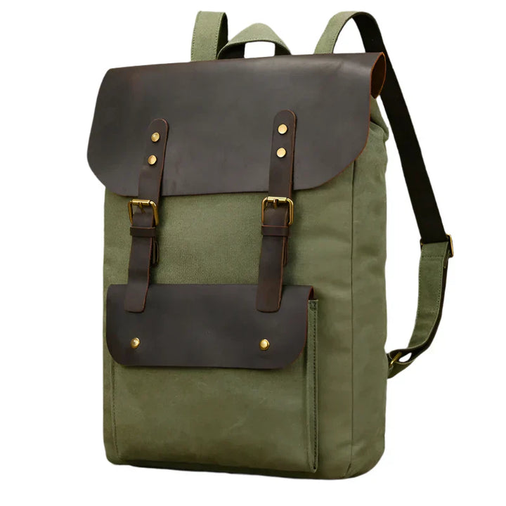 Authentic Leather and Canvas Vintage College Laptop Backpack