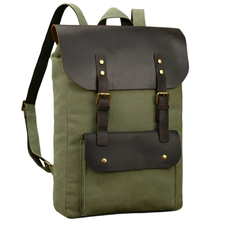 Authentic Leather and Canvas Vintage College Laptop Backpack