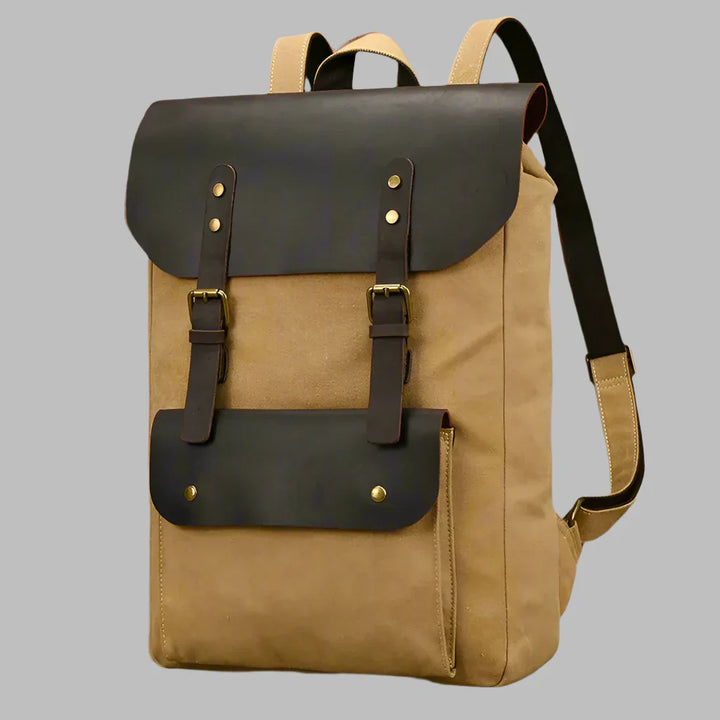 Authentic Leather and Canvas Vintage College Laptop Backpack