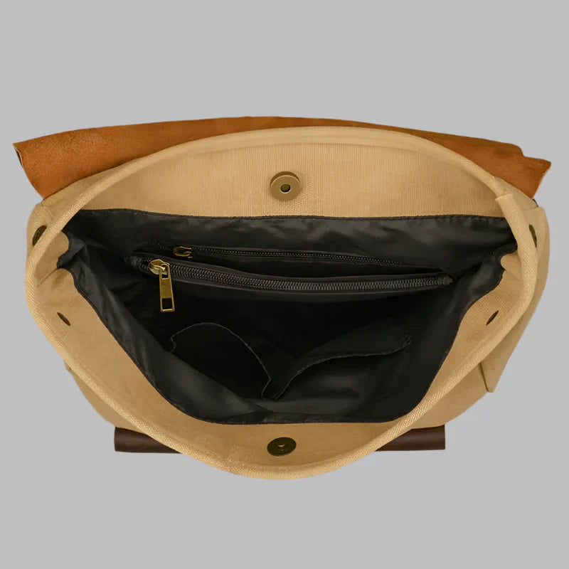 Authentic Leather and Canvas Vintage College Laptop Backpack