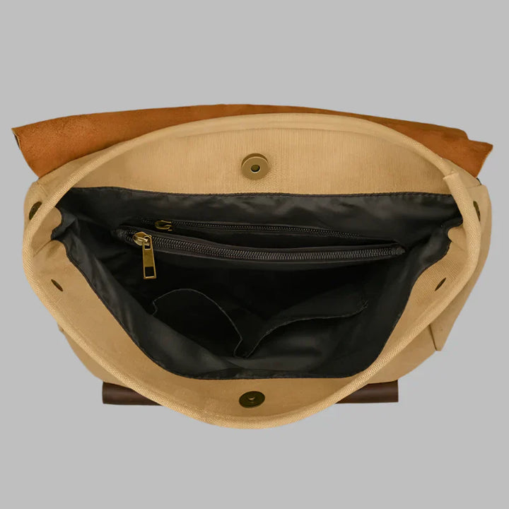 Authentic Leather and Canvas Vintage College Laptop Backpack
