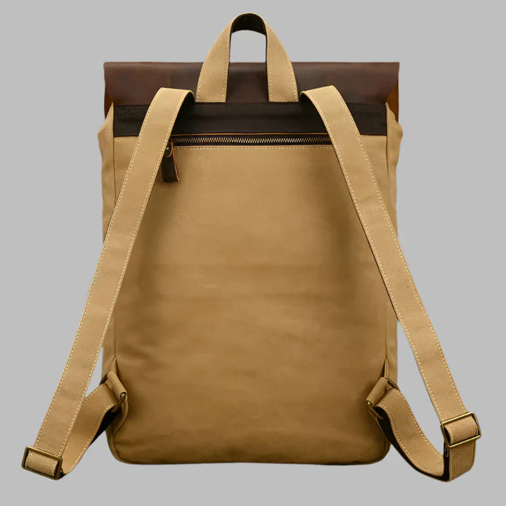 Authentic Leather and Canvas Vintage College Laptop Backpack