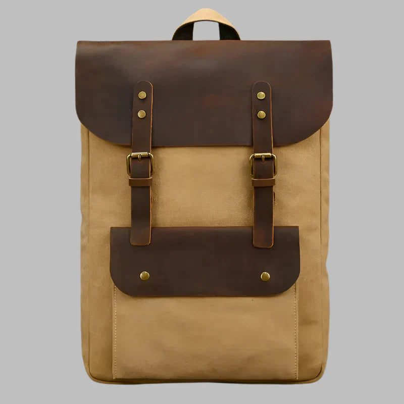Authentic Leather and Canvas Vintage College Laptop Backpack