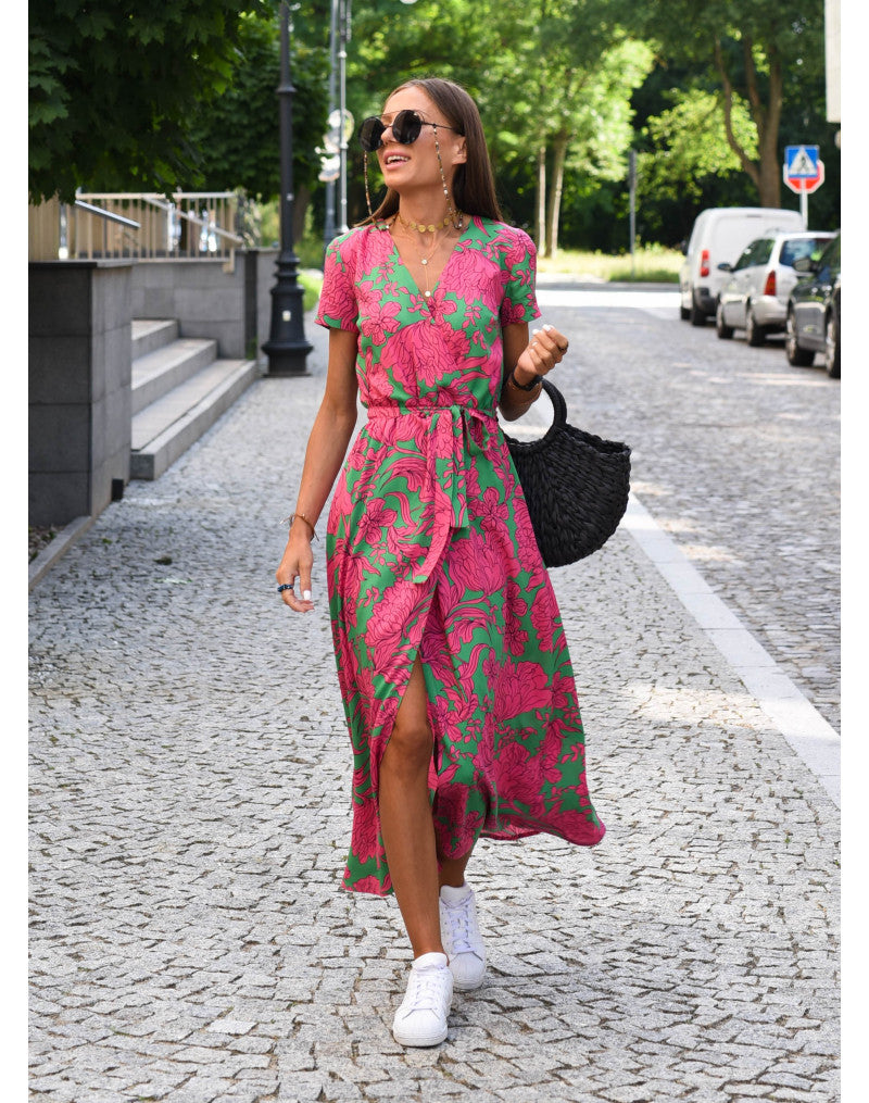 Amelie | Midi Dress with Floral Wrap Design