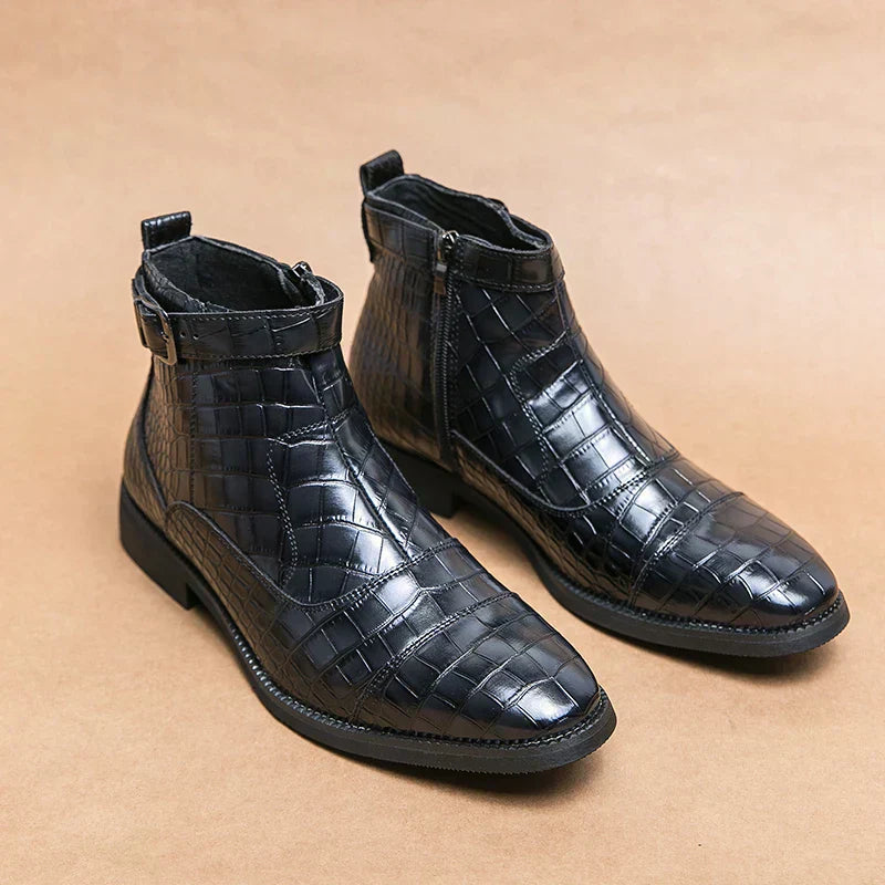 Dylan | Faux Leather Ankle Boots with Buckle Detail