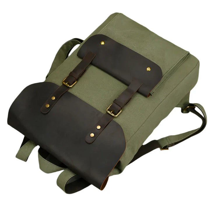 Authentic Leather and Canvas Vintage College Laptop Backpack