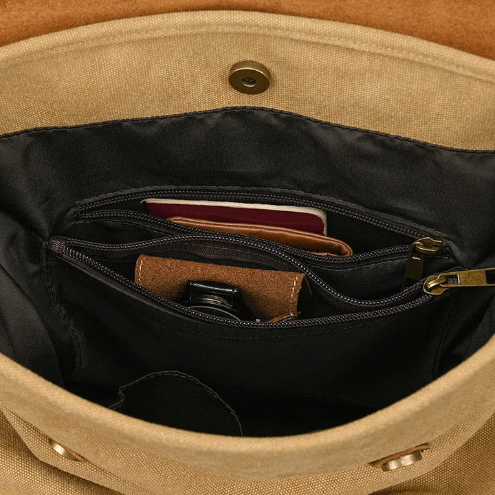 Authentic Leather and Canvas Vintage College Laptop Backpack
