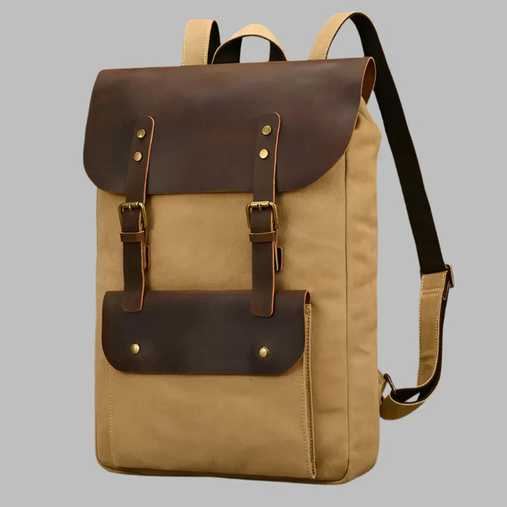 Authentic Leather and Canvas Vintage College Laptop Backpack