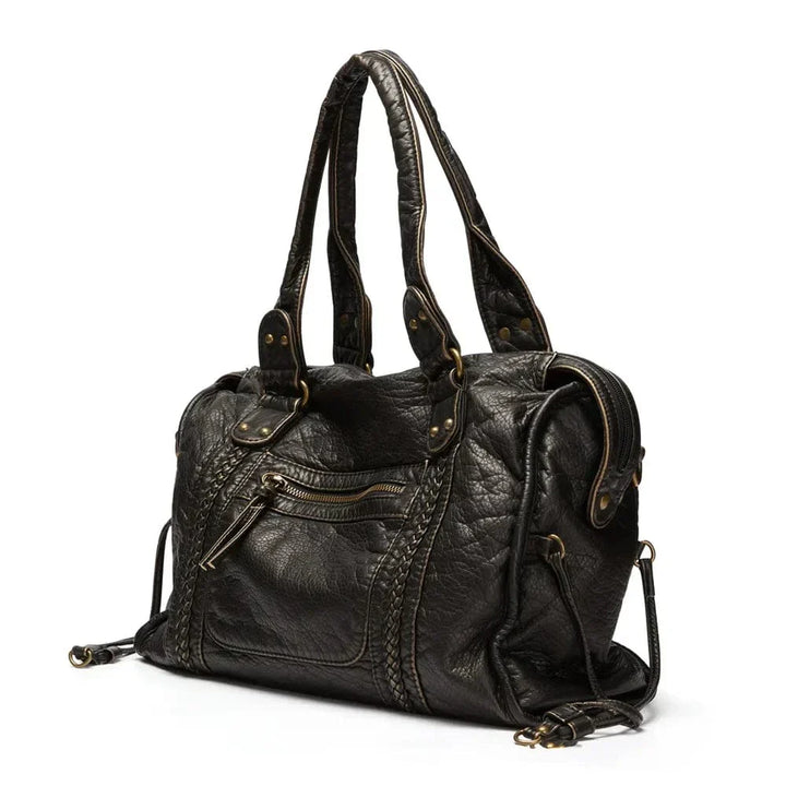 Chic Retro Black Leather Handbag