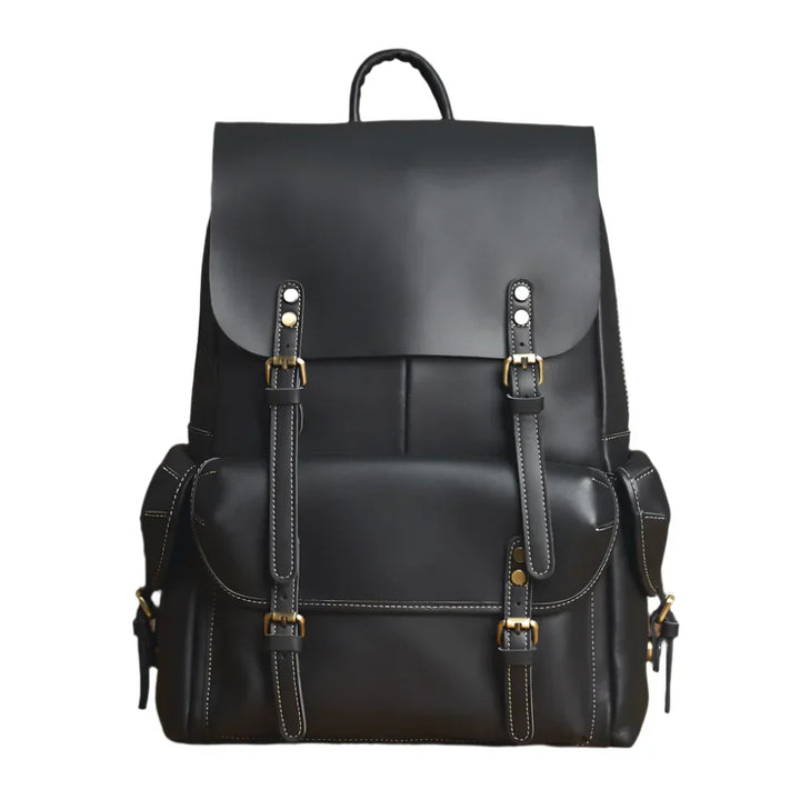 Durable Genuine Leather Travel Backpack | Spacious Brown Daypack