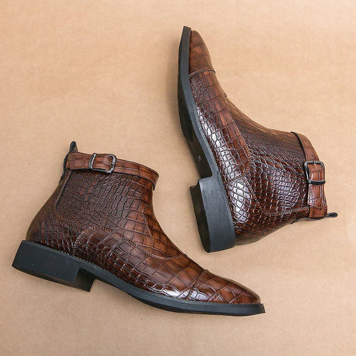 Dylan | Faux Leather Ankle Boots with Buckle Detail