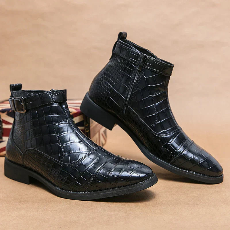 Dylan | Faux Leather Ankle Boots with Buckle Detail