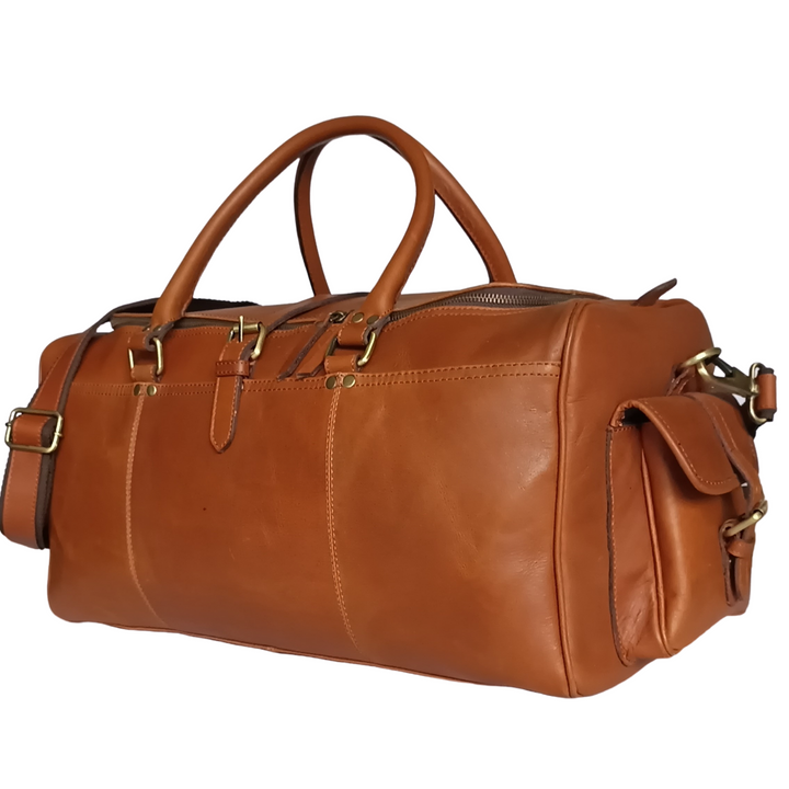 Tan Leather Travel Tote