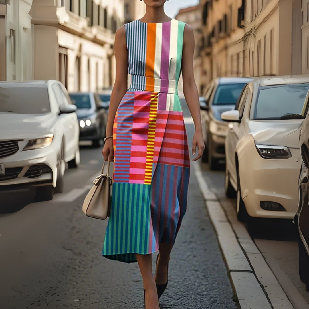 Celine - Sleeveless Dress with Print Design