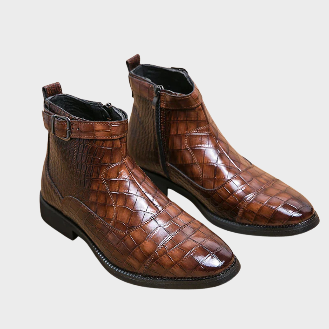 Dylan | Faux Leather Ankle Boots with Buckle Detail