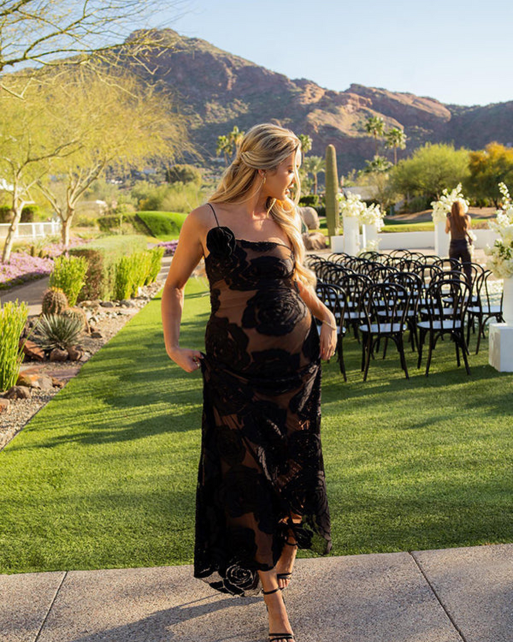 Cassiane | Elegant Sheer Floral Dress