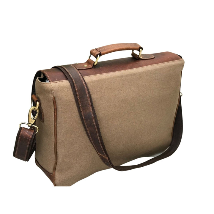 Brown Leather Canvas Hunter Laptop Bag
