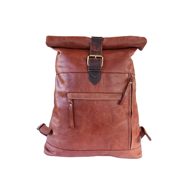 Deep Brown Leather Backpack