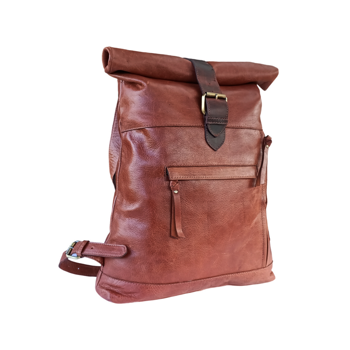 Deep Brown Leather Backpack