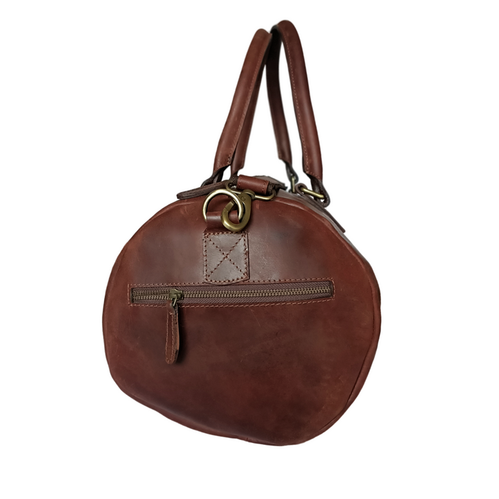 Chocolate Brown Leather Weekend Bag